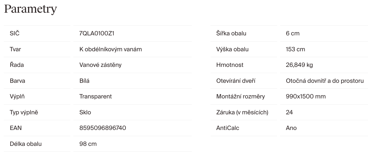 ravak-cvs2-parametry